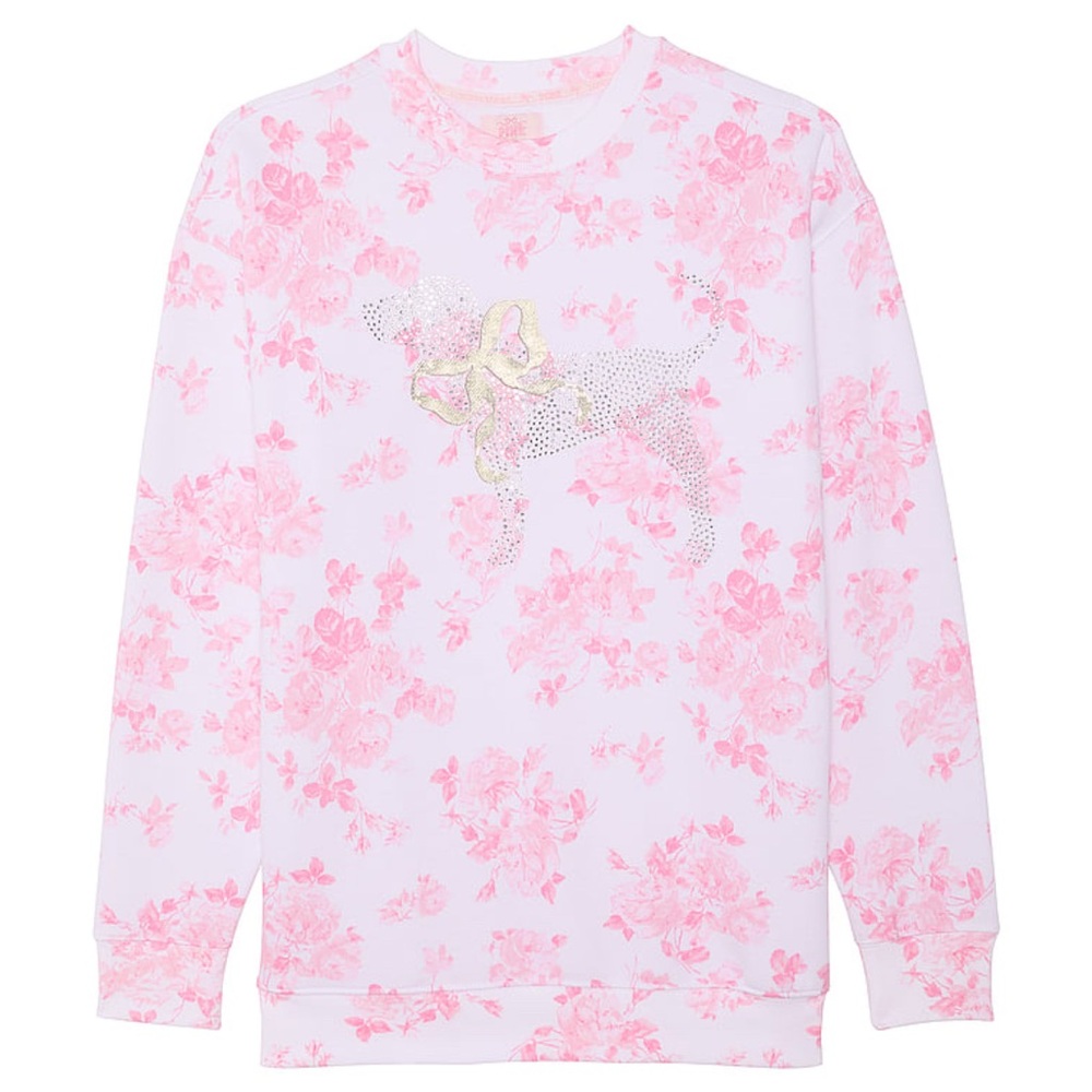 LoveShackFancy victoria’s secret PINK dog Top sweatshirt oversized bling NWT - Picture 4 of 7